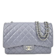 CHANEL Classic Maxi Double Flap Quilted Lambskin Leather Shoulder Bag Light Purple