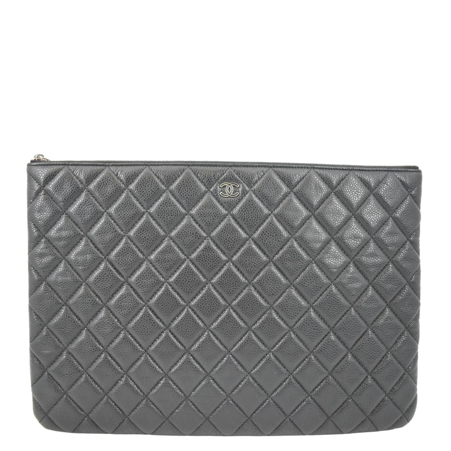 Chanel Classic O-Case Caviar Leather Zip Pouch