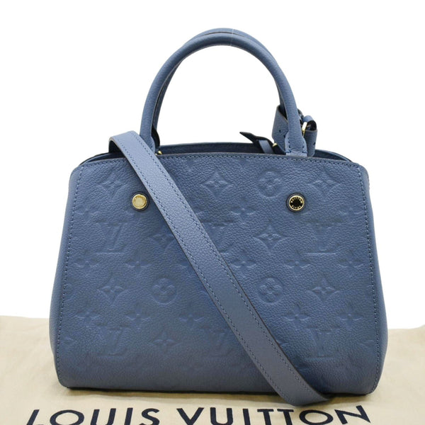 LOUIS VUITTON Montaigne BB Monogram Empreinte Leather Satchel Bag Blue