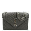 YVES SAINT LAURENT Envelope Chain Medium Mix Matelassé Leather Crossbody Bag Grey