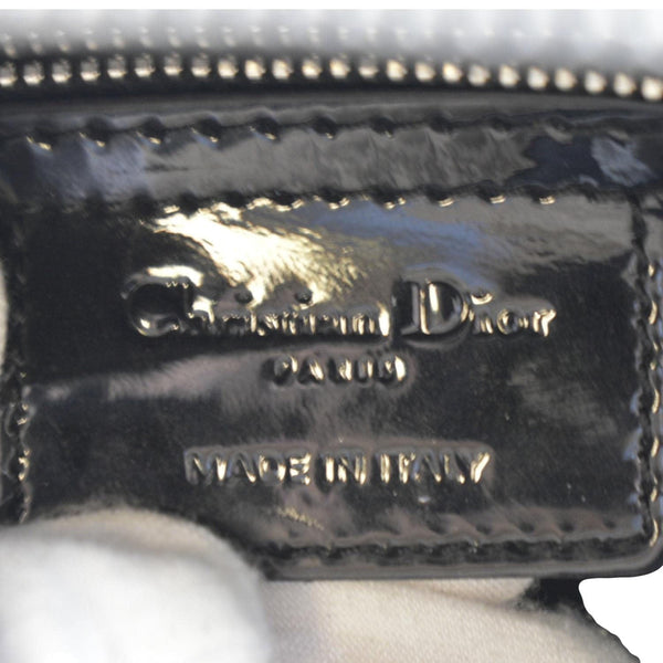 CHRISTIAN DIOR Lady Dior Large Quilted Patent Leather Shoulder Bag Black