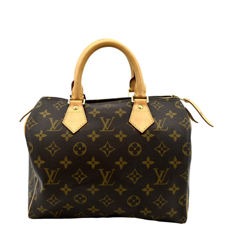 LOUIS VUITTON Speedy 25 Monogram Canvas Satchel Bag Brown