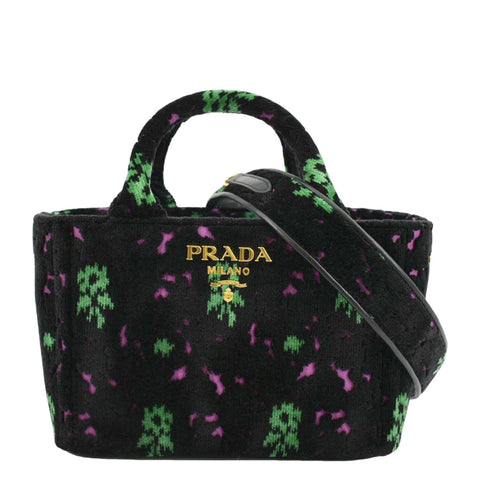 PRADA Small Top Handle Velvet Shoulder Bag Multicolor