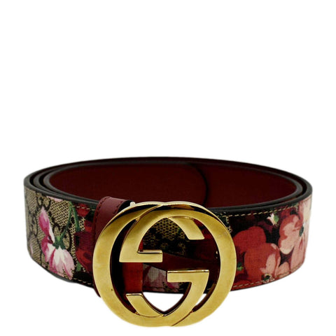 GUCCI Floral GG Monogram Canvas Belt Beige 370543