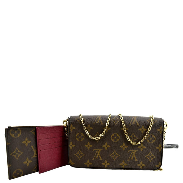 LOUIS VUITTON Felicie Monogram Canvas Pochette Crossbody Bag Fuchsia