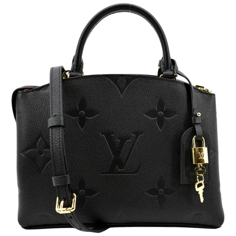 LOUIS VUITTON Petit Palais Monogram Empreinte Leather Shoulder Bag Black