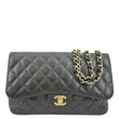 CHANEL Classic Jumbo Single Flap Quilted Caviar Leather Shoulder Bag Black