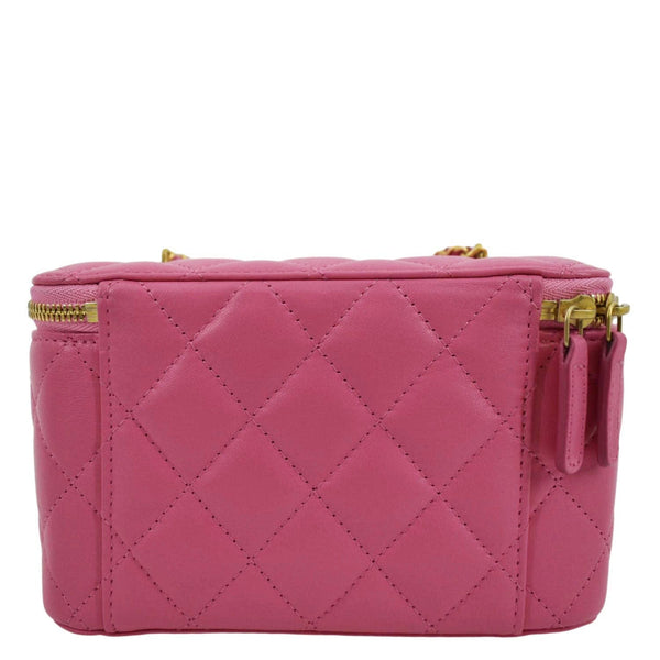 CHANEL Enamel Coco Hearts Small Quilted Leather Crossbody Vanity Case Pink