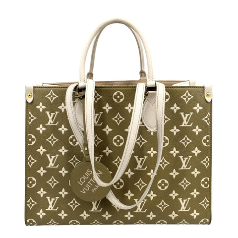 LOUIS VUITTON Women Onthego Spring City MM Monogram Empreinte Leather Shoulder Bag Bicolor
