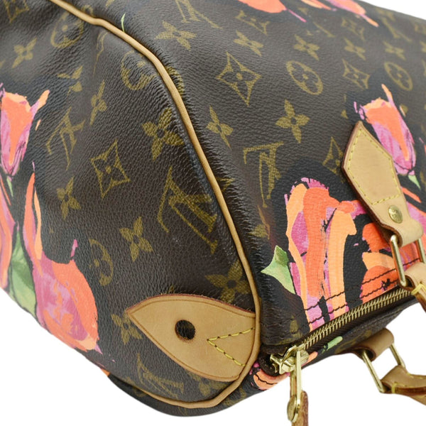 LOUIS VUITTON Roses Speedy 30 Monogram Canvas Satchel Bag Brown