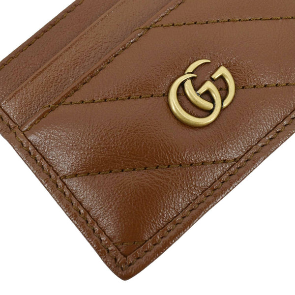 GUCCI GG Marmont Leather Card Case Tan 443127