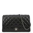 CHANEL Quilted Lambskin Leather Chain Clutch Bag Black