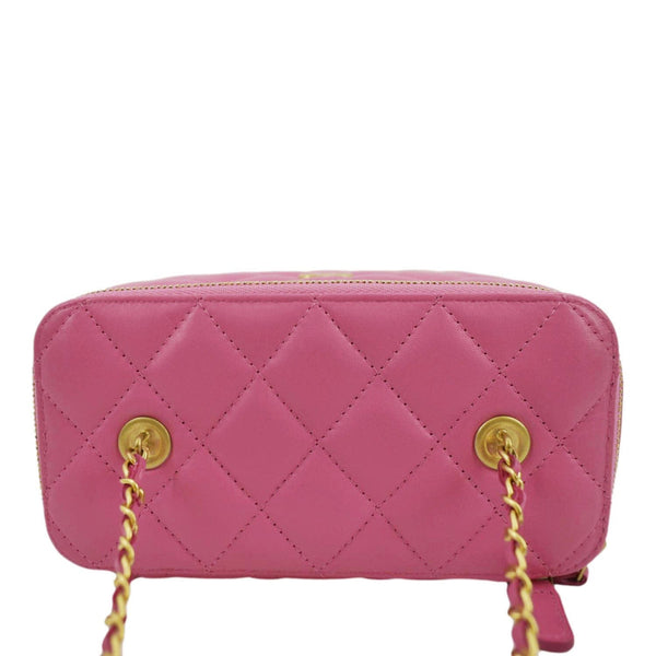 CHANEL Enamel Coco Hearts Small Quilted Leather Crossbody Vanity Case Pink