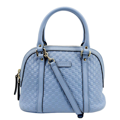 GUCCI Mini Dome Leather Crossbody Bag Mineral Blue 449654