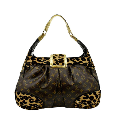 LOUIS VUITTON Polly Leopard Monogram Hobo Bag Brown