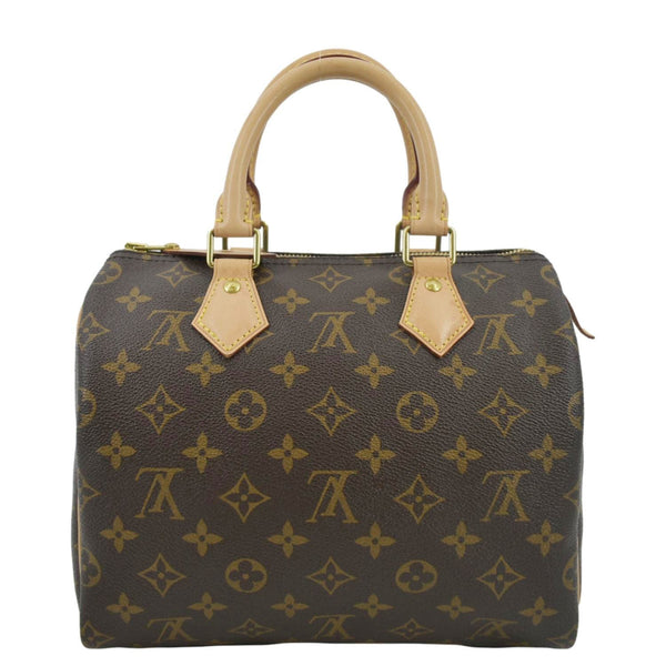 LOUIS VUITTON Speedy 25 Monogram Canvas Satchel Bag Brown