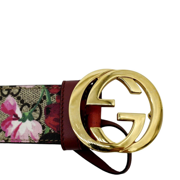 GUCCI Floral GG Monogram Canvas Belt Beige 370543