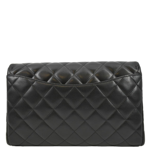 CHANEL Quilted Lambskin Leather Chain Clutch Bag Black