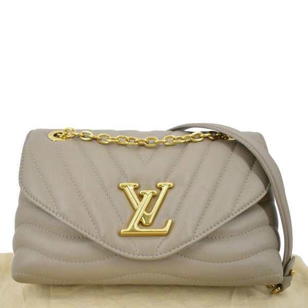 LOUIS VUITTON New Wave Chain MM Calfskin Leather Shoulder Bag Taupe