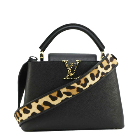 LOUIS VUITTON Capucines BB Leopard Taurillon Leather Shoulder Bag Black