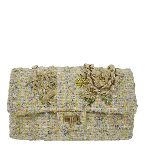 CHANEL Garden Party Flap Medium Tweed  Shoulder Bag Pastel