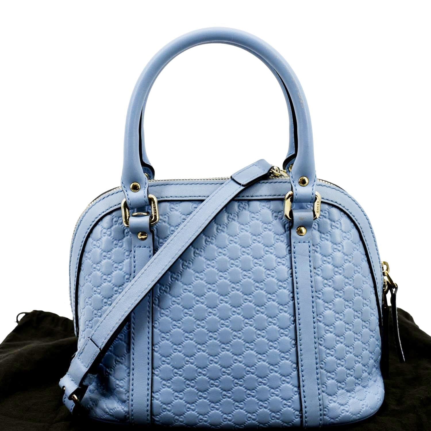 NEW Gucci Blue Leather Mini GG Guccissima Dome Satchel Crossbody Shoulder  Bag
