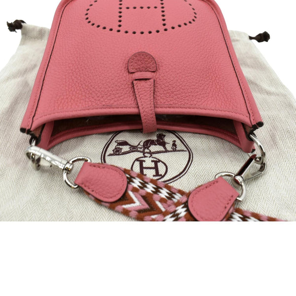 HERMES Women Maxi Evelyne Amazone TPM Clemence Leather Crossbody Bag Pink