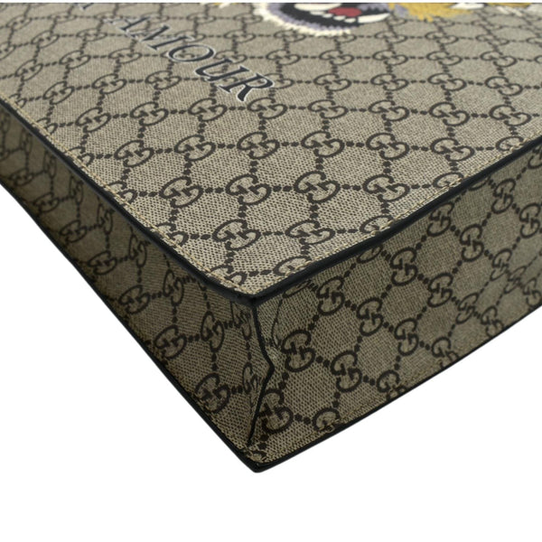 GUCCI L'Aveugle Par Amour Print Vertical Canvas Tote Bag Beige 450950