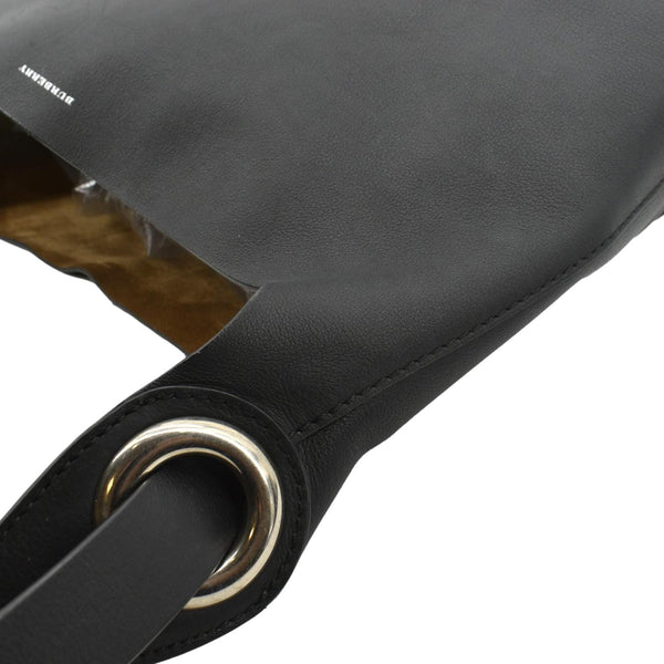 BURBERRY Medium Grommet Smooth Calfskin Hobo Bag Black