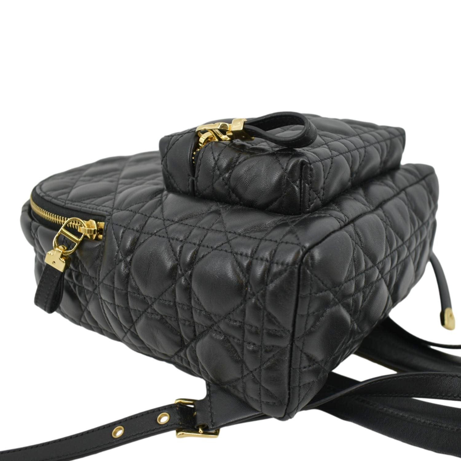 CHRISTIAN DIOR Cannage Quilted Leather Backpack Black