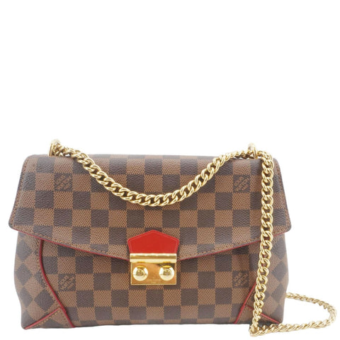 LOUIS VUITTON Caissa Chain Damier Ebene Clutch Shoulder Bag Brown