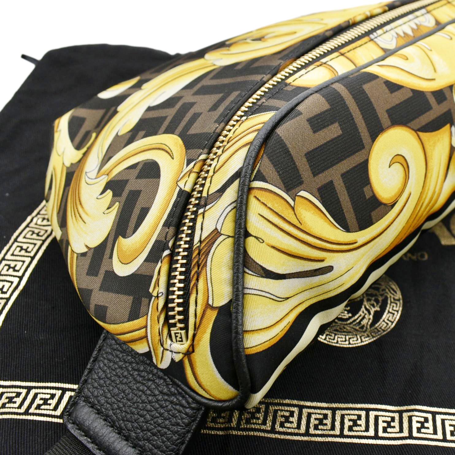 Fendi x Versace Fendace Collaboration Gold Black Baroque Belt Bag Pack SOLD  OUT