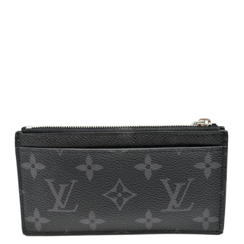 LOUIS VUITTON Monogram Eclipse Canvas Coin Card Holder Black