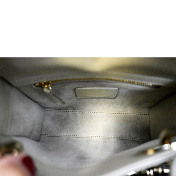 CHRISTIAN DIOR Mini Lady Dior Lambskin Leather Shoulder Bag Platinum Metallic