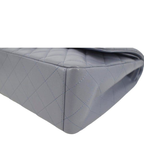 CHANEL Classic Maxi Double Flap Quilted Lambskin Leather Shoulder Bag Light Purple