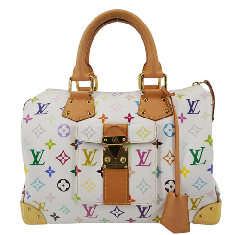LOUIS VUITTON Speedy 30 Monogram Multicolor Canvas Satchel Bag White