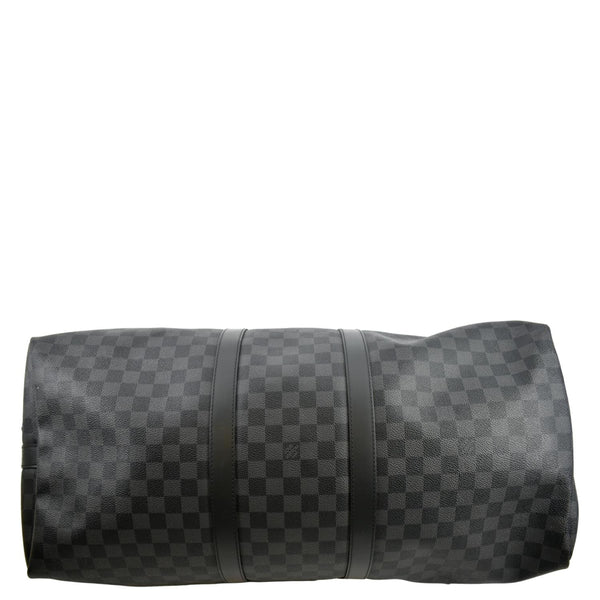 LOUIS VUITTON Keepall 55 Bandouliere Damier Graphite Travel Bag Black