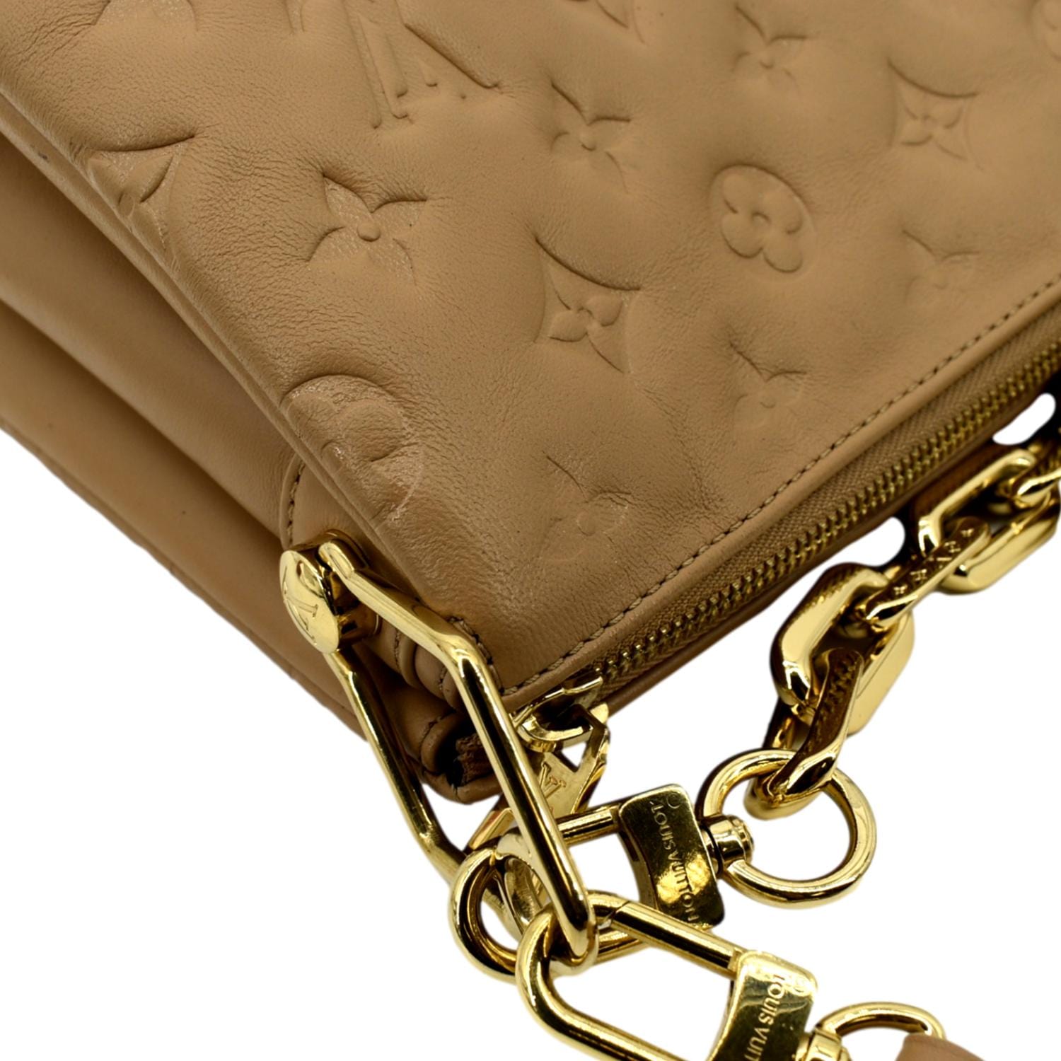 Louis Vuitton Taupe Monogram Embossed Puffy Lambskin Coussin PM, myGemma, CH