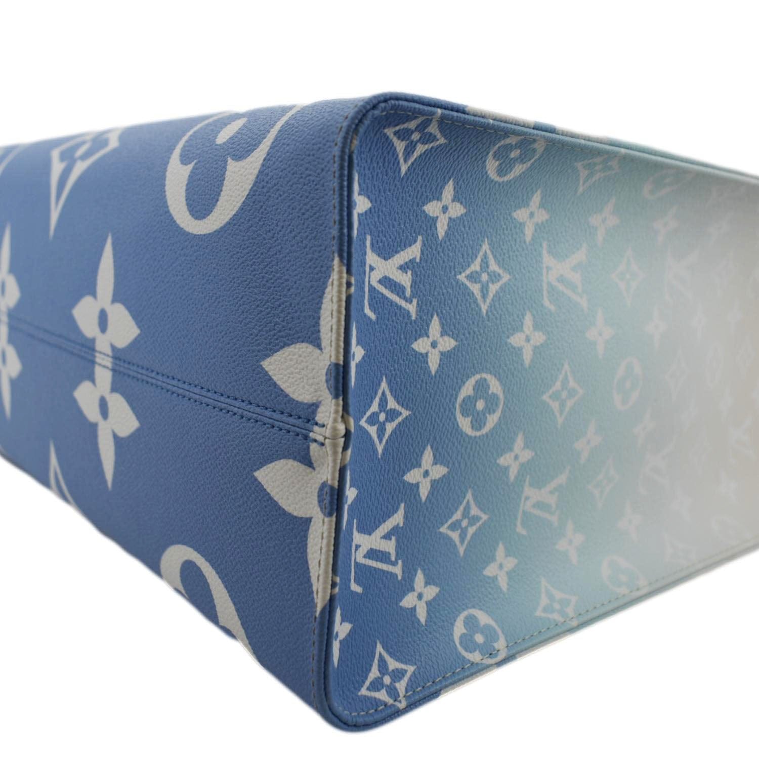 Louis Vuitton Blue Hamptons by The Pool Giant Monogram and Raffia OnTheGo GM Blue Madison Avenue Couture
