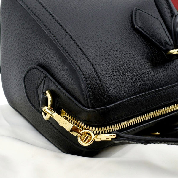 GUCCI Ophidia GG Web Leather Top Handle Shoulder Bag Black 524532