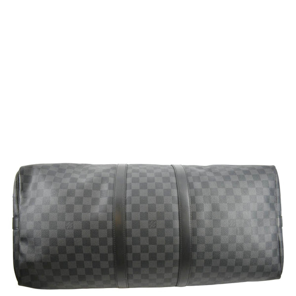LOUIS VUITTON Keepall 55 Bandouliere Damier Graphite Travel Bag Black
