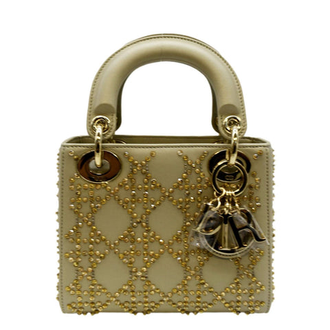 CHRISTIAN DIOR Metallic Brushed Calfskin Diorama Flap Bag Gold