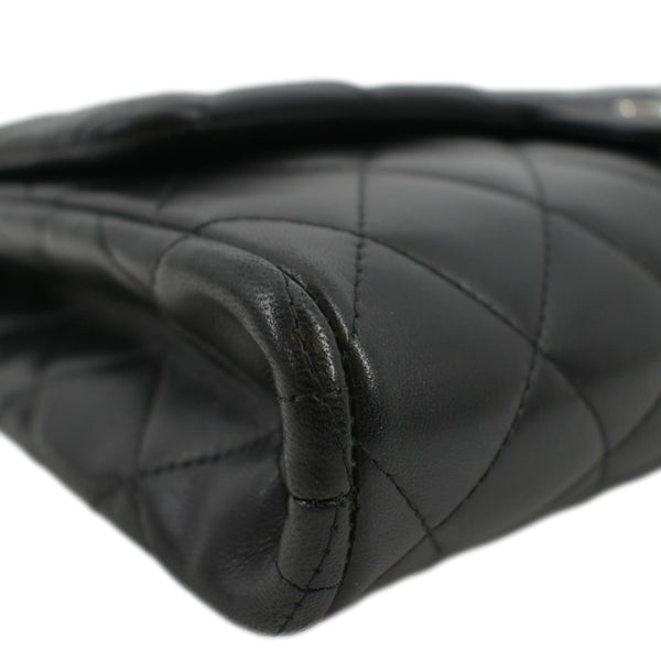 CHANEL Quilted Lambskin Leather Chain Clutch Bag Black