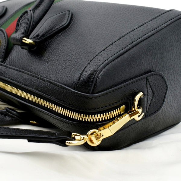 GUCCI Ophidia GG Web Leather Top Handle Shoulder Bag Black 524532