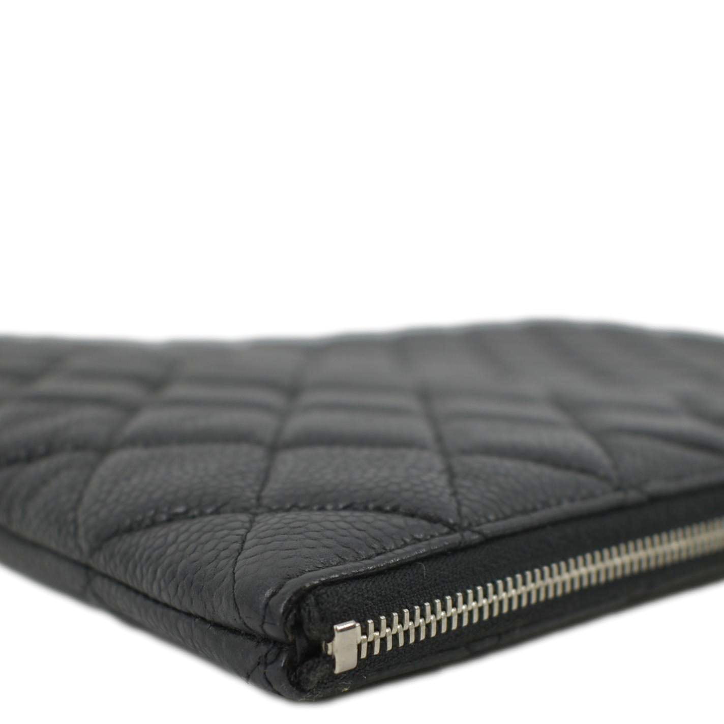 Chanel Classic O-Case Caviar Leather Zip Pouch Black