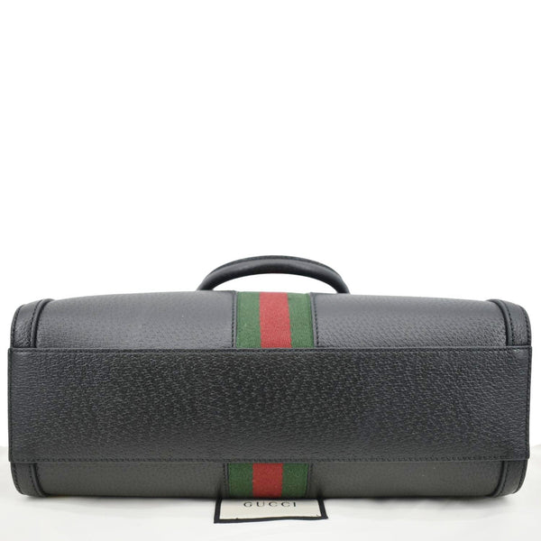 GUCCI Ophidia GG Web Leather Top Handle Shoulder Bag Black 524532