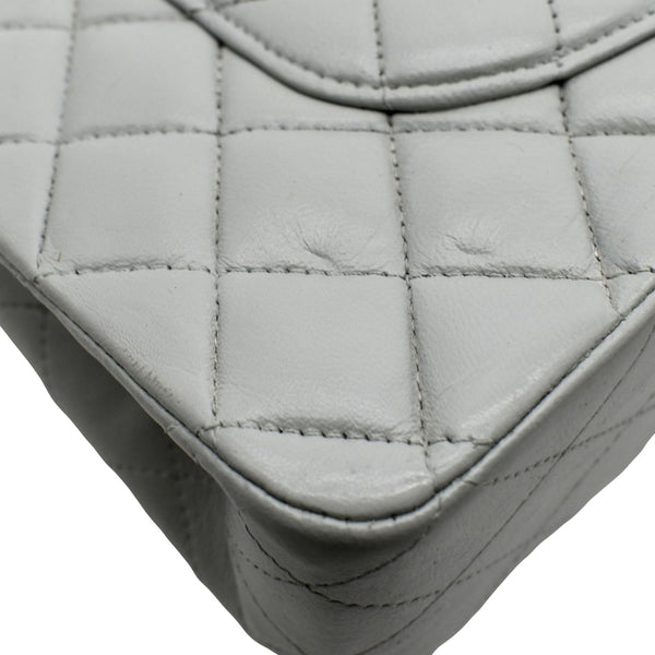 CHANEL Medium Double Flap Calfskin Leather Shoulder Bag Grey