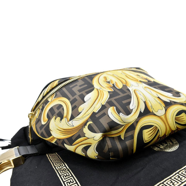 Fendi X Versace FF Baroque Nylon Belt Bag Gold - Bottom Left