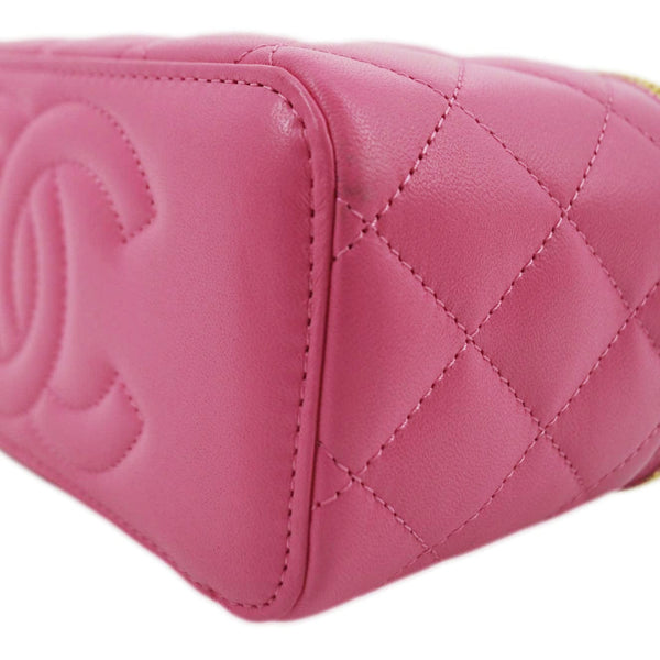 CHANEL Enamel Coco Hearts Small Quilted Leather Crossbody Vanity Case Pink