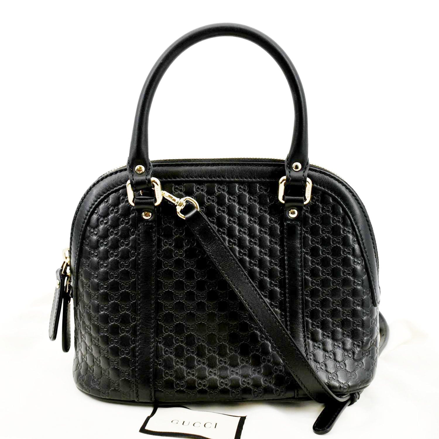 GUCCI Mini Dome Leather Crossbody Bag Black 449654